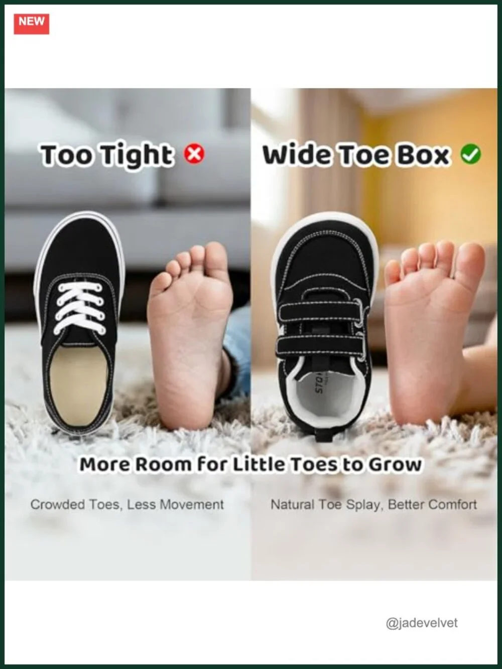 Toddler Classic Retro Wide Toe Box Sneakers, Hook & Loop, Zero Drop Sole